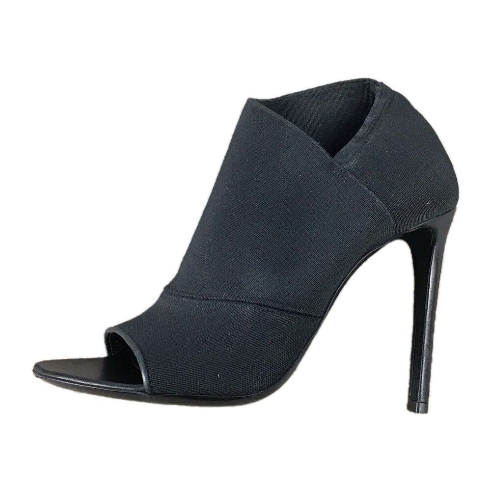 Balenciaga Paris High Heels Shoes Women Sz IT 37/US 7 Dark Gray Stretch Open Toe